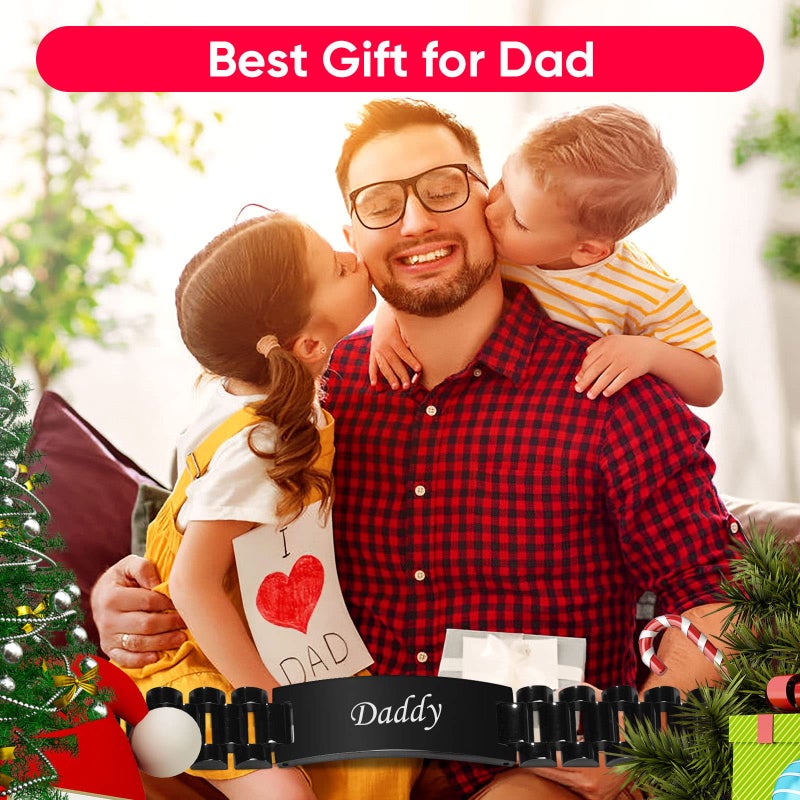 VNOX Personalized Engraved Dad Jewelry Gifts for Dad Daddy Father form Daughter Son for Father Day Birthday Day Masculine Stainless Steel Link Bracelet - Image 2